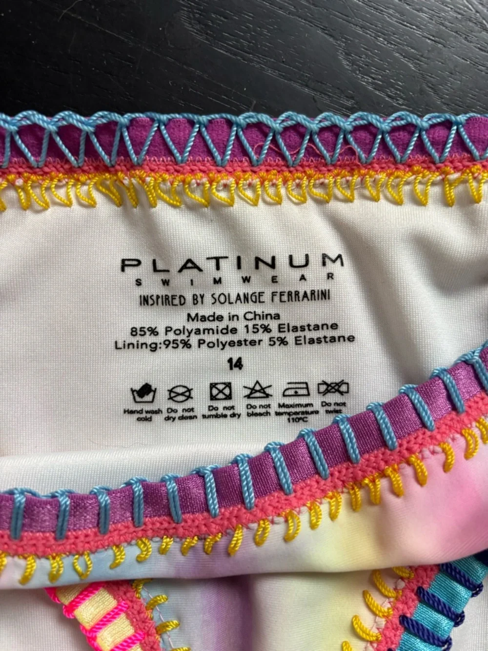 PQ Swim Platinum Solang Ferraini Inspired Kids Bikini, size 14